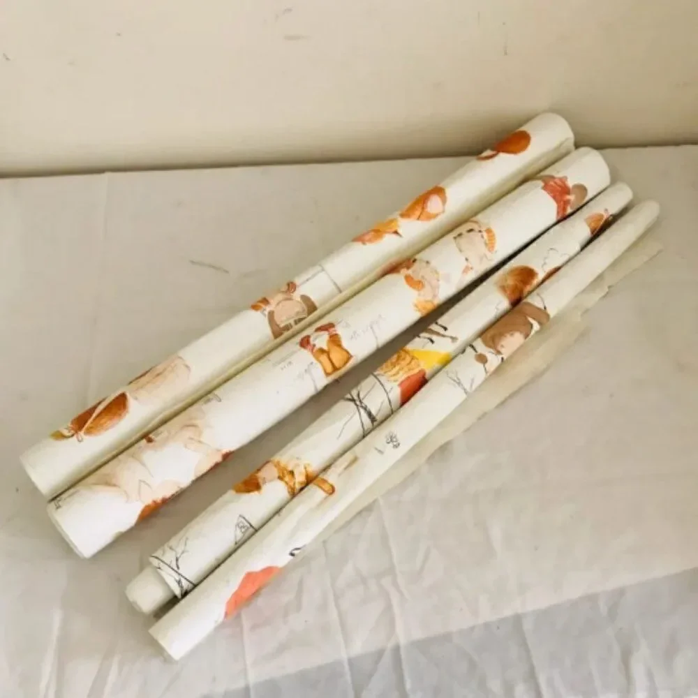 VINTAGE Wallpaper Fran Mar 1978 Nursery 2+ Roll Girls Bedroom Playroom 27'' W